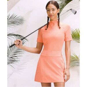 RARE! NEW Lululemon Short-Sleeve Shirt Sz. 6 - Sunny Coral *Nulux Half-Zip Golf
